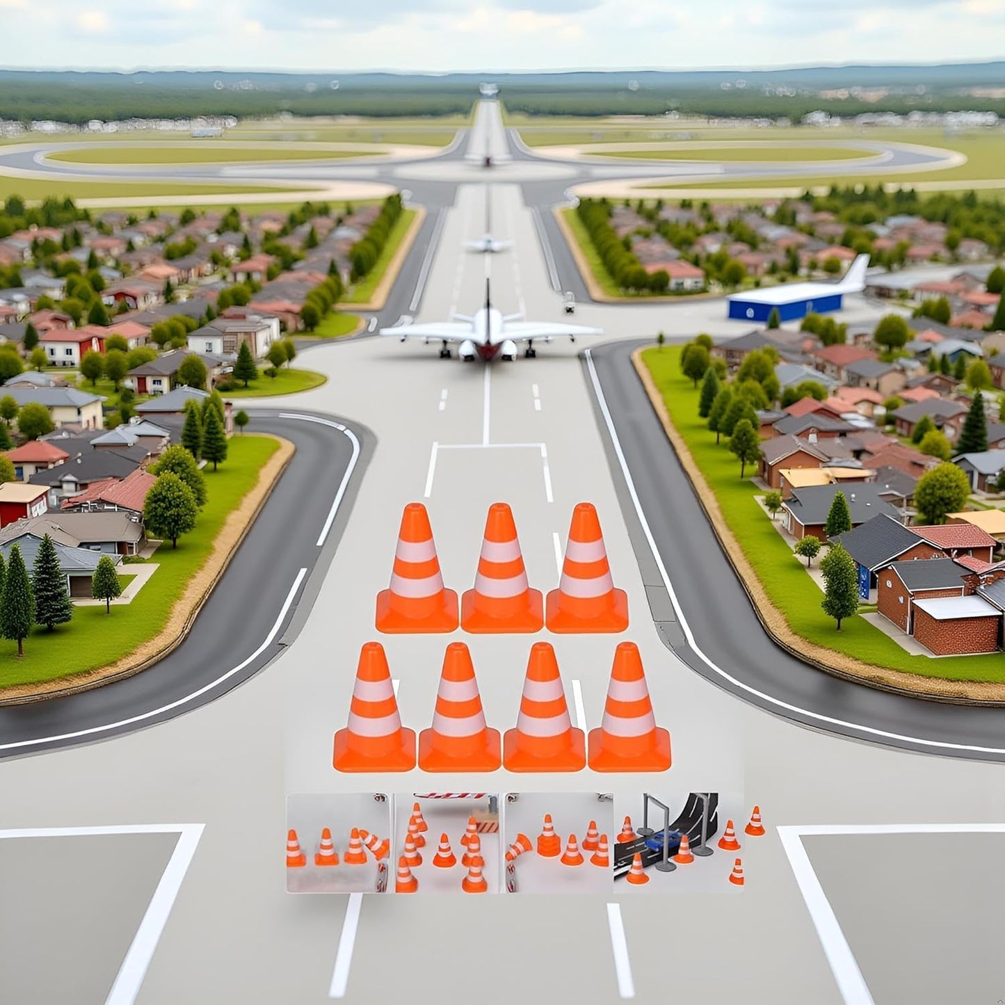 14Pcs Miniature Traffic Cones for Dollhouse, Plastic Road Sign Educational Construction Model