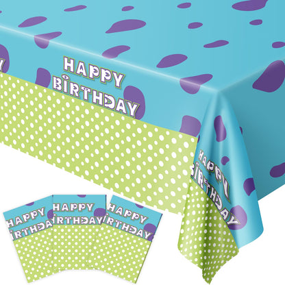 LTplazhi 3PCS Monster Plastic Tablecloths, Disposable Cartoon Party Table Cloths for Kids Birthday Baby Shower Party Decorations Supplies, 54inch x