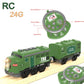 Train Toy Remote Control Locomotive, Motorized Train Set for Wooden Track, Electric Trains with Sound & Lighting Effects Compatible with Thomas, Brio