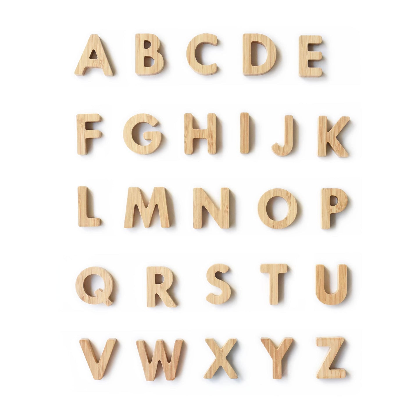 Wee Gallery Bamboo Alphabet, Natural Wood Blocks, Sensory Learning Toy, Wooden Alphabet Toys, 26 Large Letters for Toddler, Preschool Age Kids, Boy or