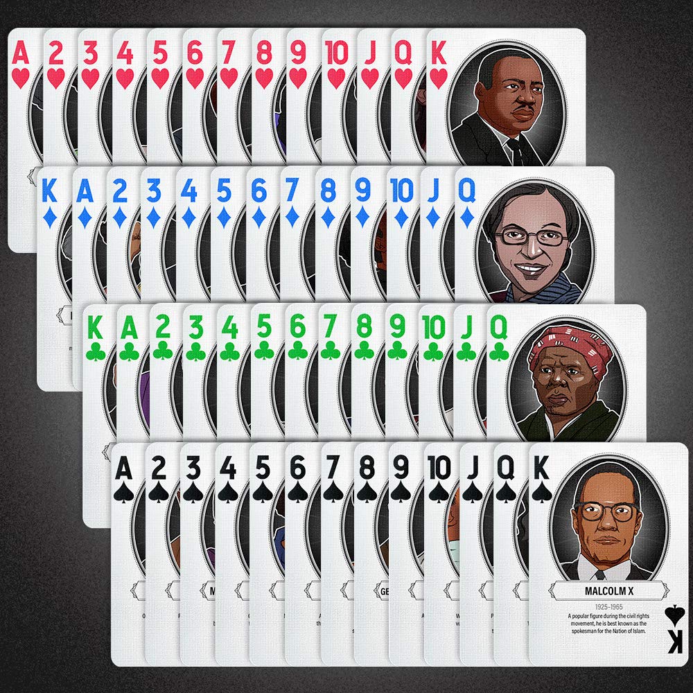 Whalebacon Famous African Americans in History Playing Cards - Professional Premium Quality - Standard Size - Great for Poker, Blackjack