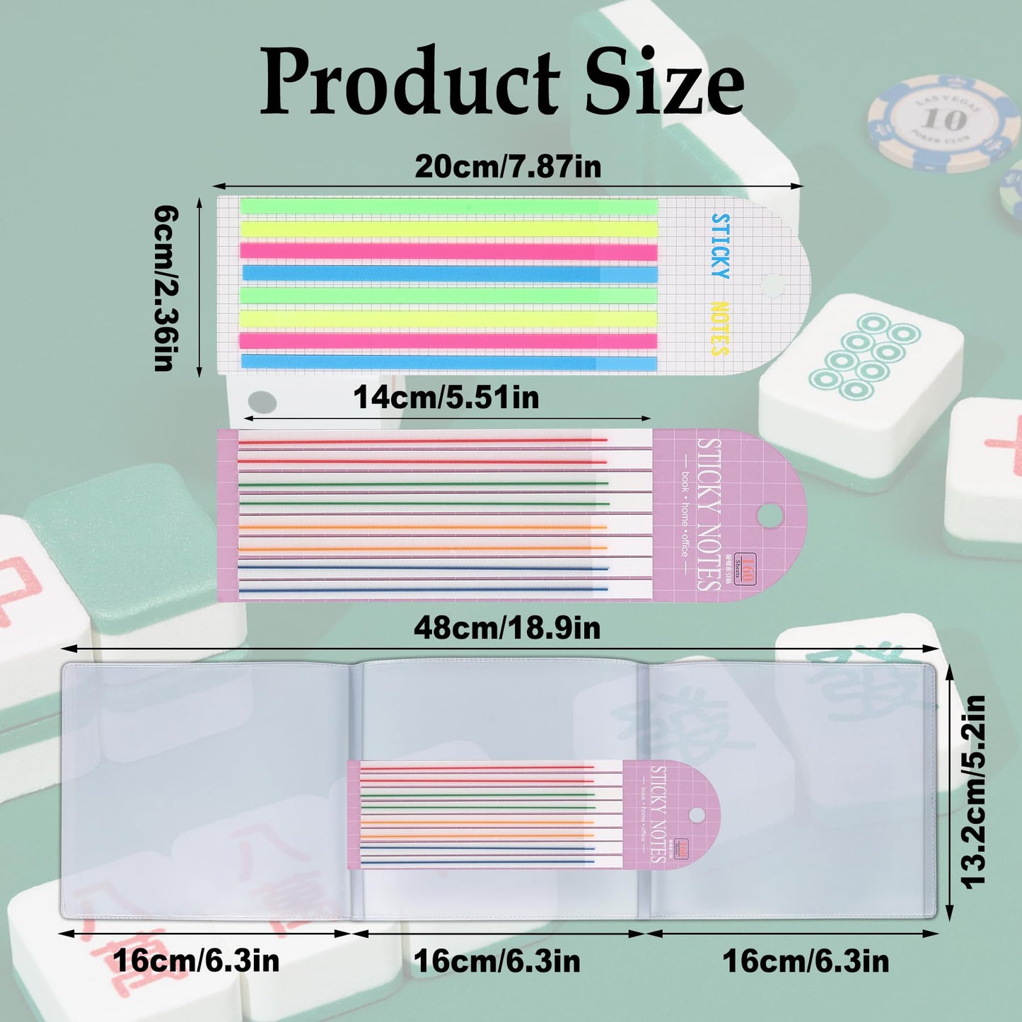 Xovnfp 4Pcs Mahjong Card Sleeves and Line Finders Set - Fit Large Print Size (6 1/8" x4 3/4") with Durable Matte Anti-Glare Plastic Card Holders