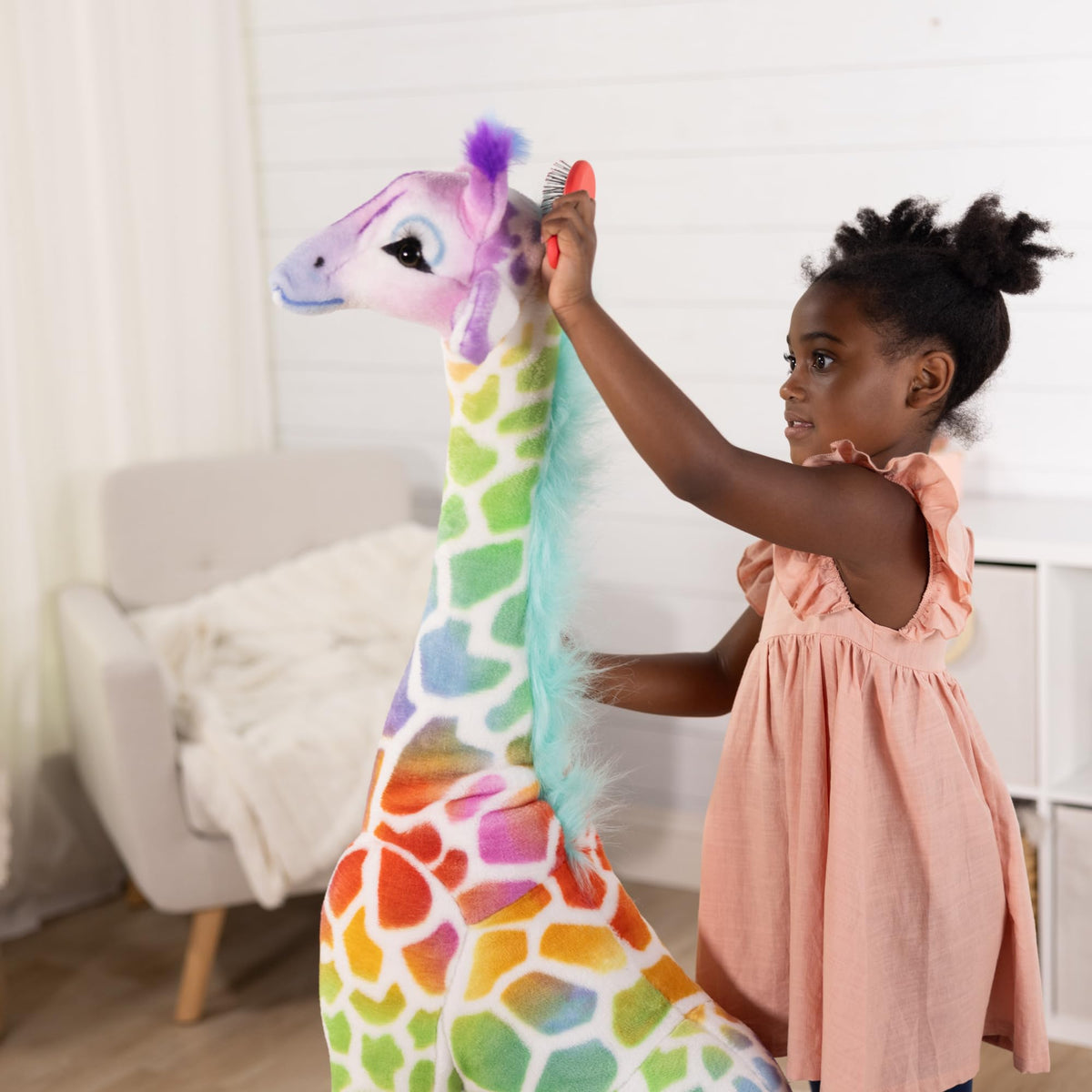 Melissa & Doug Rainbow Giraffe Lifelike Plush