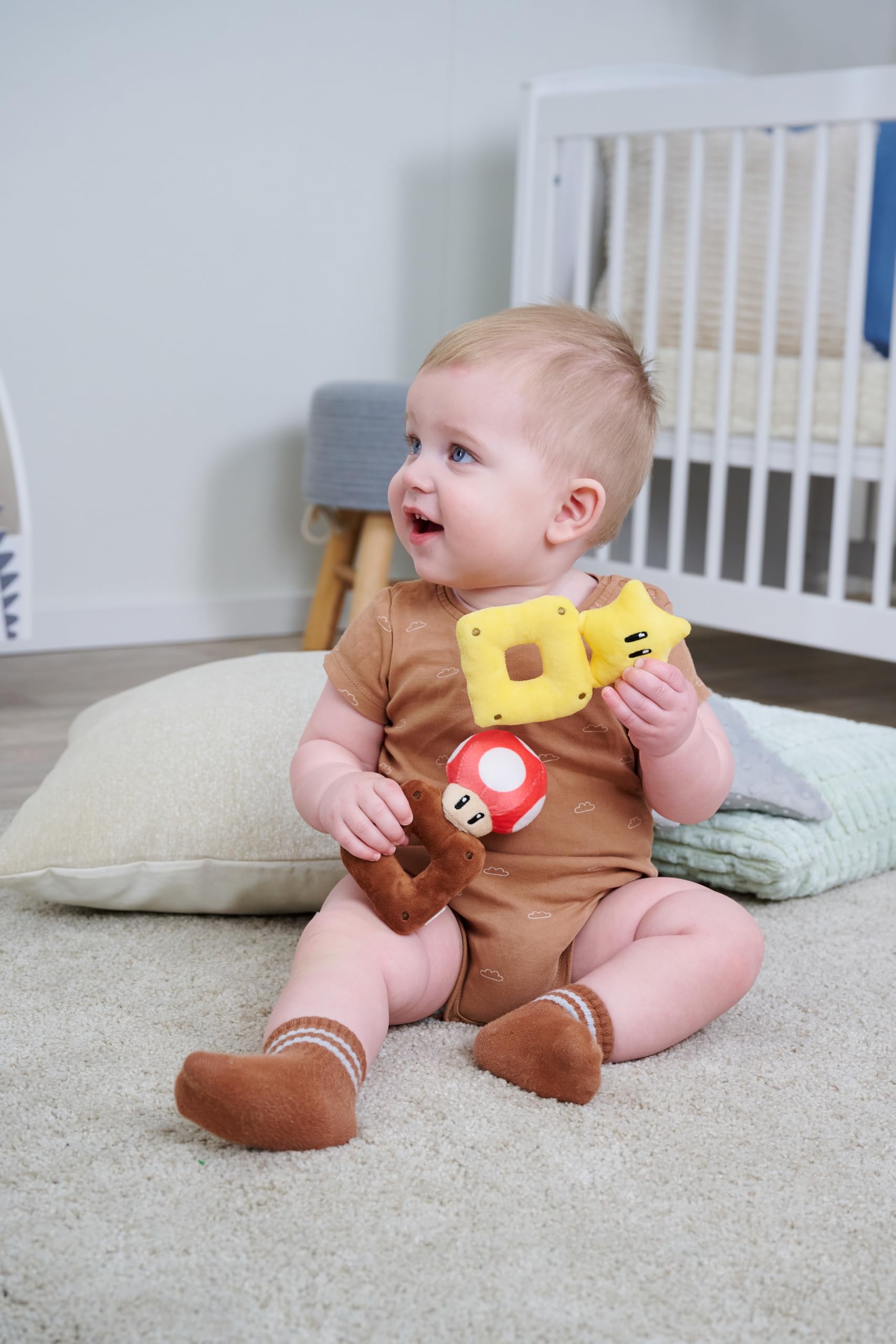 Simba My Mario Baby Plush Rattle - 6-Inch Star Sensory Grab Toy for Infants