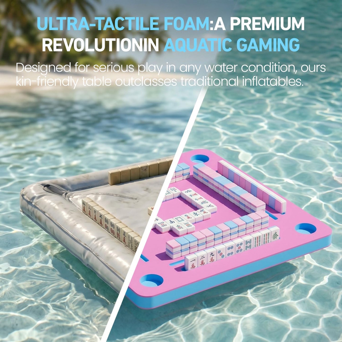 NUWJBYE Floating Mahjong Table for Pool, 32" Large Game Board for Swimming Pool, Hot Tub & Lake - Multi-Use Float Tray for Mahjong, Dominoes, Poker