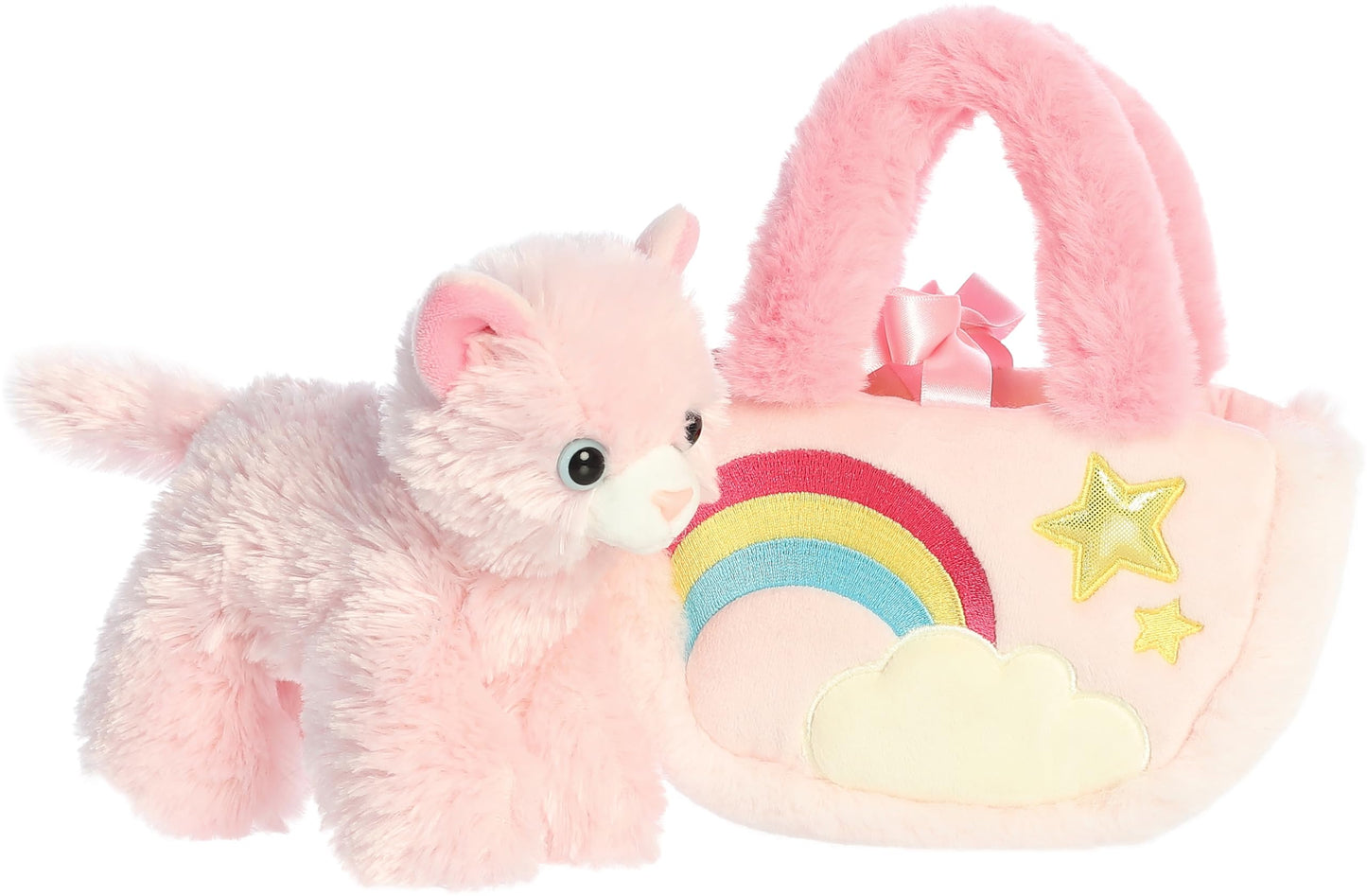 Aurora® Fashionable Fancy Pals™ Pastel Rainbow™ Kitty Stuffed Animal - On-The-go Companions - Stylish Accessories - Pink 7 Inches