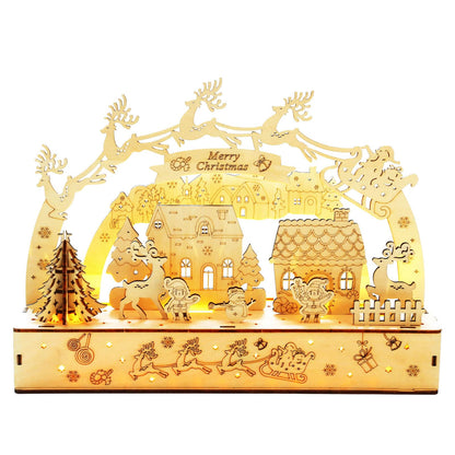 3D Wooden Puzzles for Adults 35pcs LED Light Xmas Theme DIY Wooden Assembly Kit for Teens Home Decor