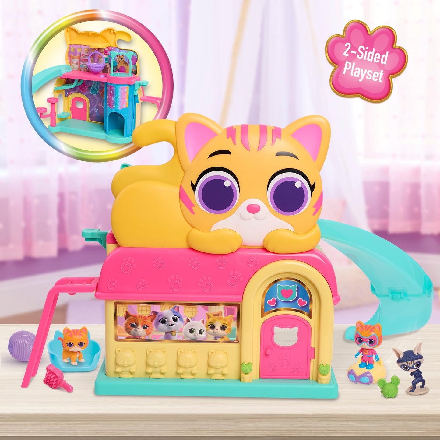 Disney Junior SuperKitties Purr ‘N’ Play Playset and Figures, 12-Pieces, Lights and Sounds, Kids Toys for Ages 3 Up by Just Play