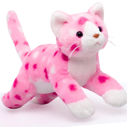 Bearington Valentine Kitty Pink Heart Print Cat Plush - Soft 9” Stuffed Animal Toy, Cute Huggable Gift for Valentine’s Day, Kids & Cat Lovers