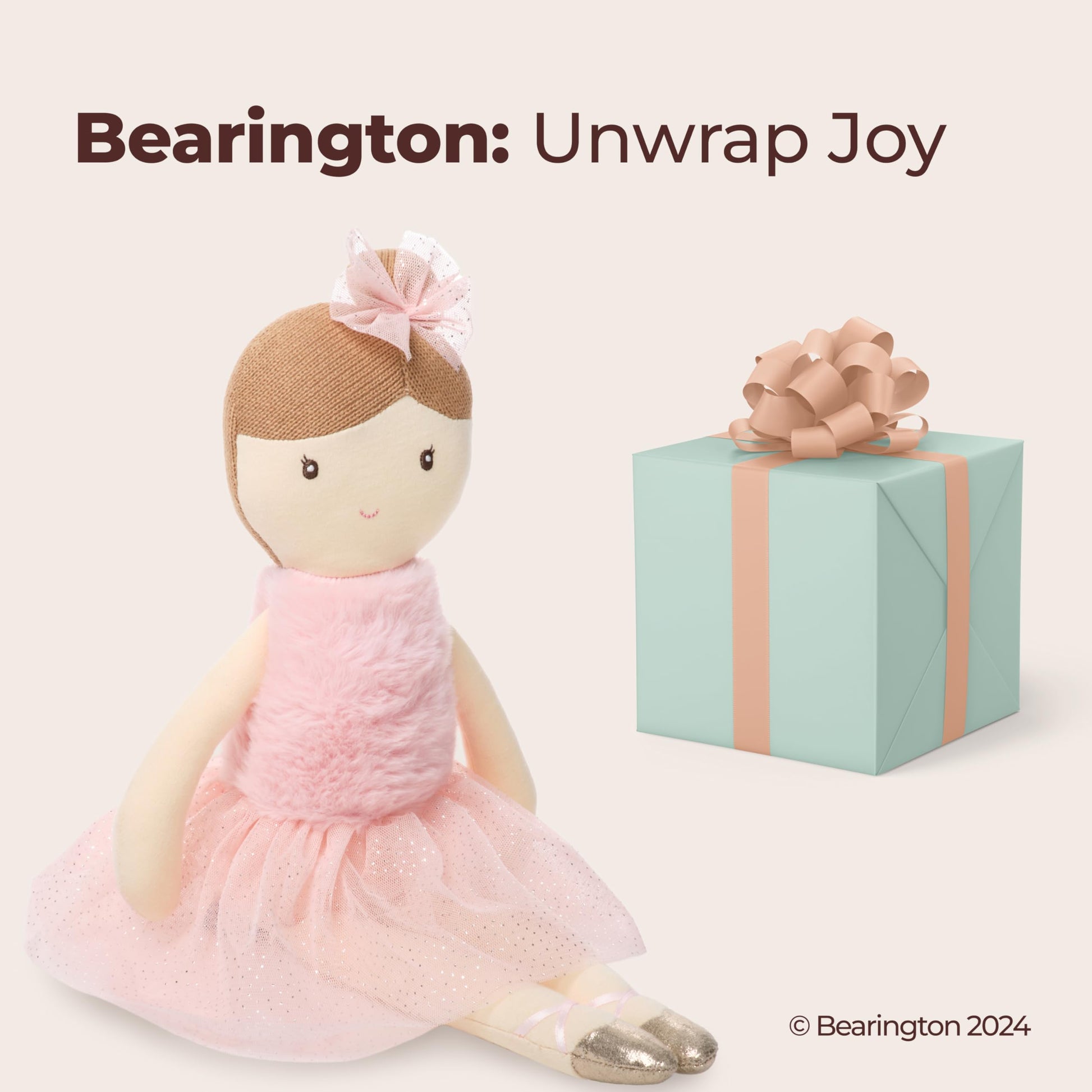 Bearington Collection Lil' Brunette Ballerina 16.5 in - Stuffed Ballerina Doll - Plush Toys for Girls