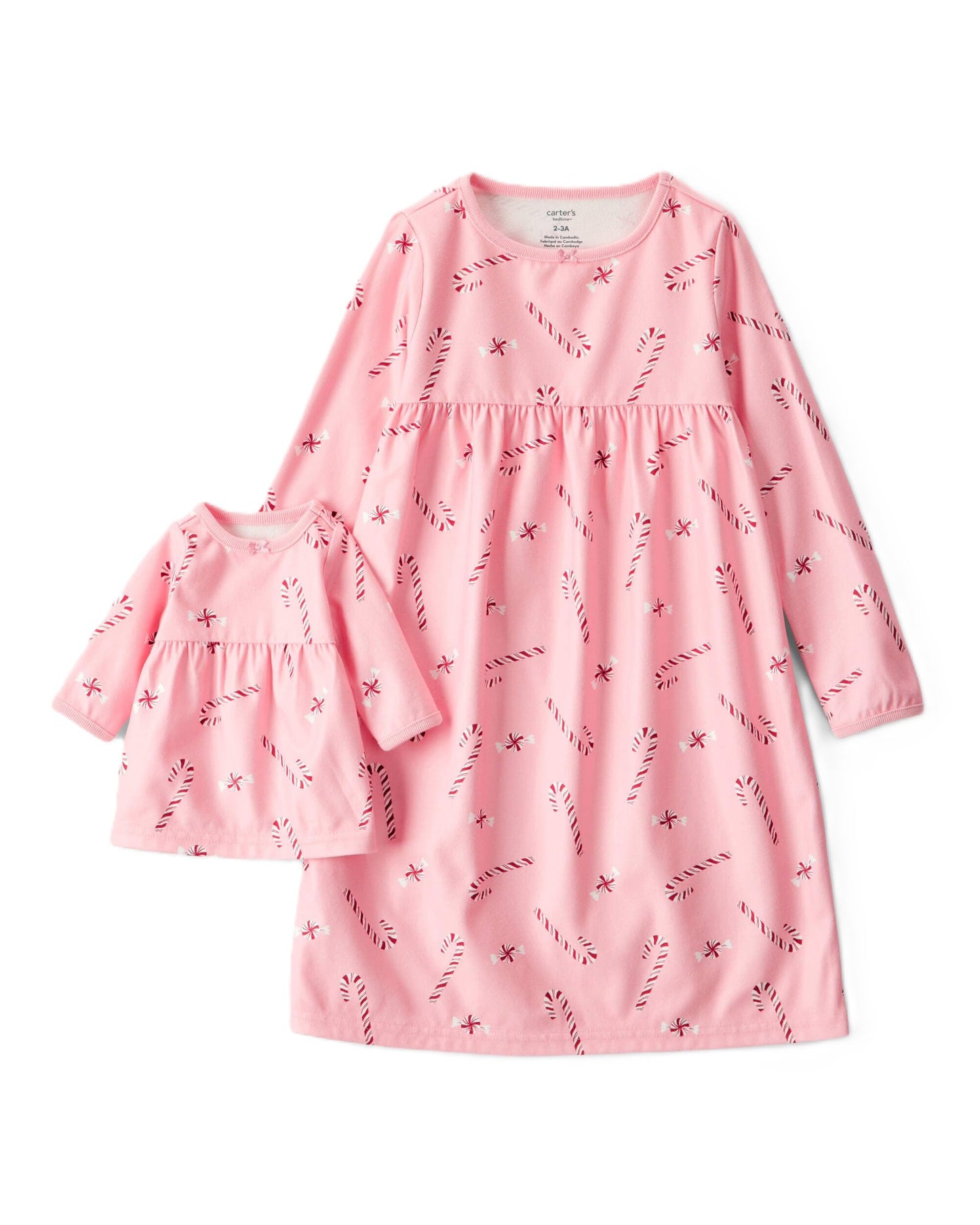 Carter's Girls' 2-14 Gown and Doll Dress Set (Pink Candy Cane, 4T)