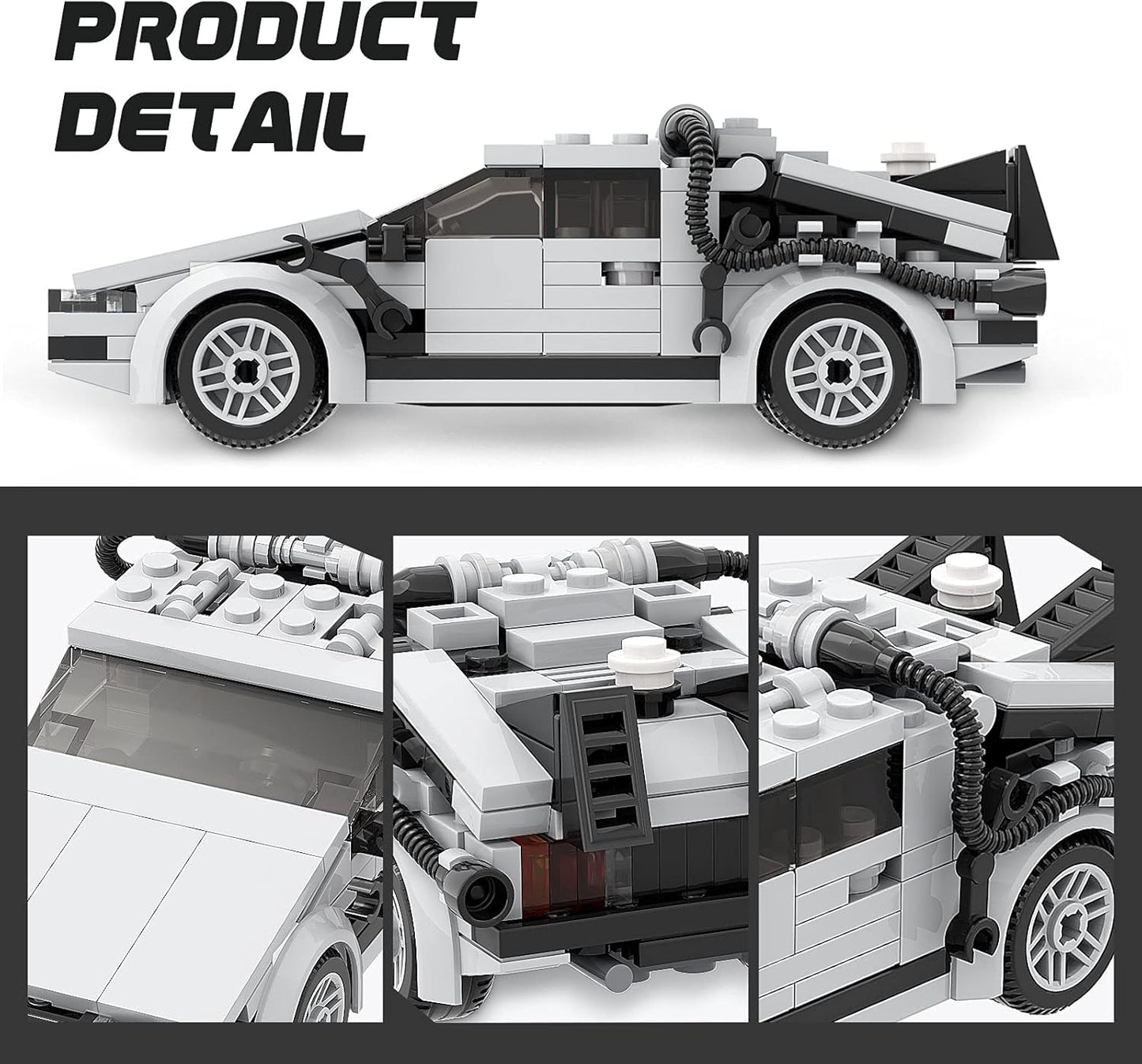 Latephiy Future Delorean Building Kit, BTTF Time Machine Car Building Set, Classic 80s Movie Collectibles, Great Gifts and Toys for Fans (212 Pieces)