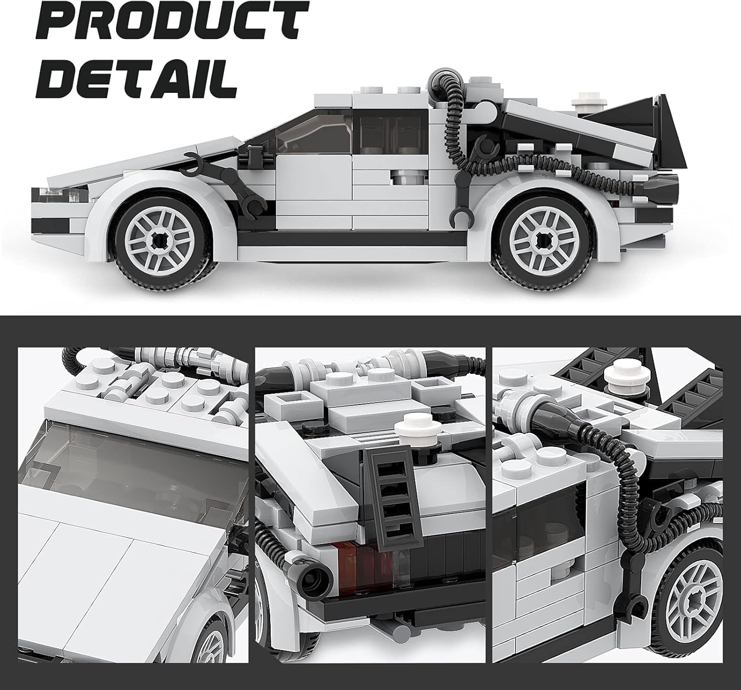 Latephiy Future Delorean Building Kit, BTTF Time Machine Car Building Set, Classic 80s Movie Collectibles, Great Gifts and Toys for Fans (212 Pieces)