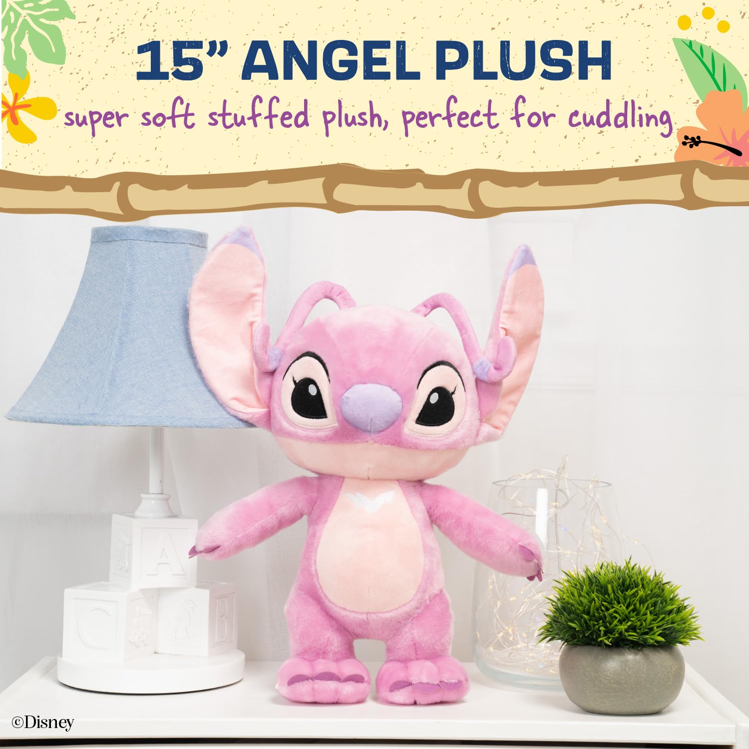 Kids Preferred Disney Baby Lilo & Stitch Angel Soft Huggable Stuffed Animal Cute Plush Toy for Toddler Boys and Girls, Gift for Kids, Pink Angel 15