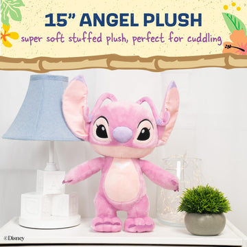 Kids Preferred Disney Baby Lilo & Stitch Angel Soft Huggable Stuffed Animal Cute Plush Toy for Toddler Boys and Girls, Gift for Kids, Pink Angel 15