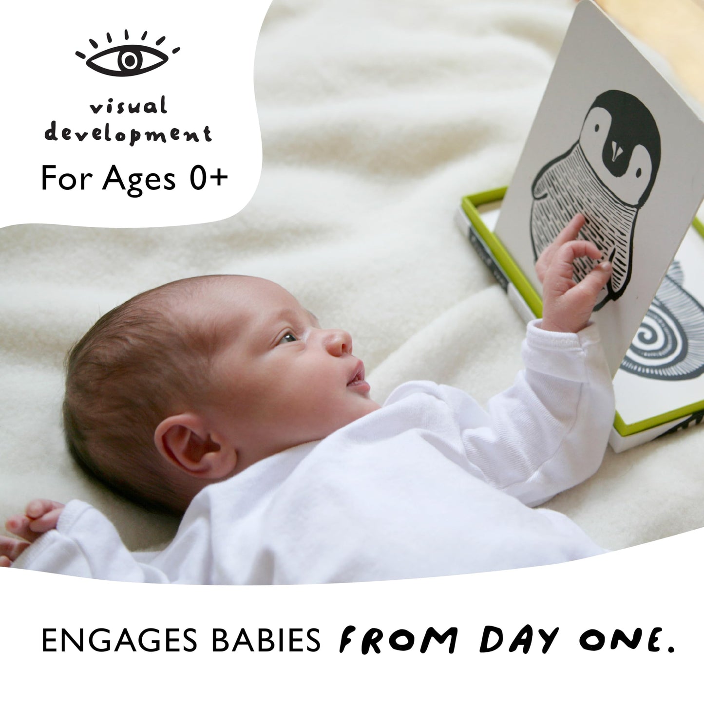 Wee Gallery High Contrast Cards for Baby - Black and White Jungle Animals