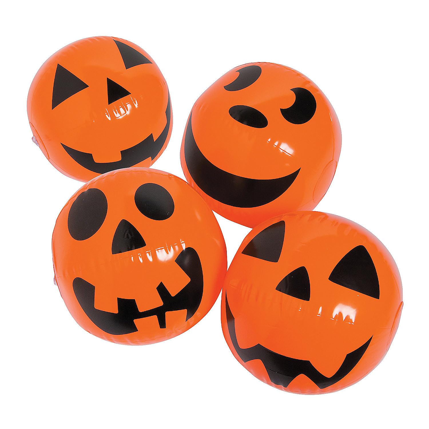 Fun Express Halloween Jack O Lantern Pumkin Beach Balls (Set of 12) Halloween Toys and Trunk or Treat Party Supplies