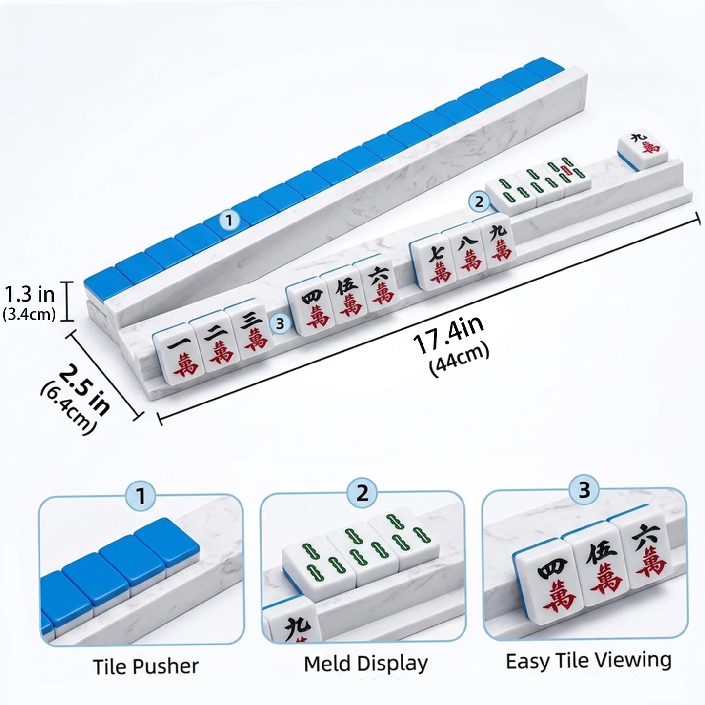BAOOOHEE 4-Piece White Anti-Slip Marble Mahjong Racks