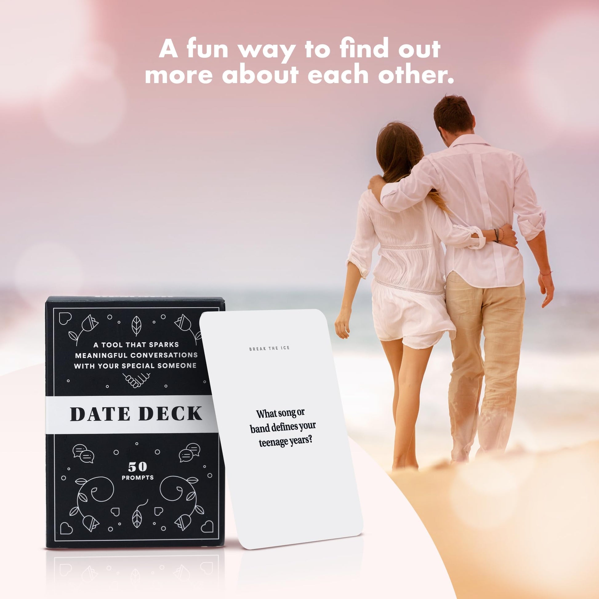 BestSelf Date Deck - 50 Conversation Cards Engaging for Couples - Fun and Thought-Provoking Date Night Game - Playing Cards to Unlock Deeper