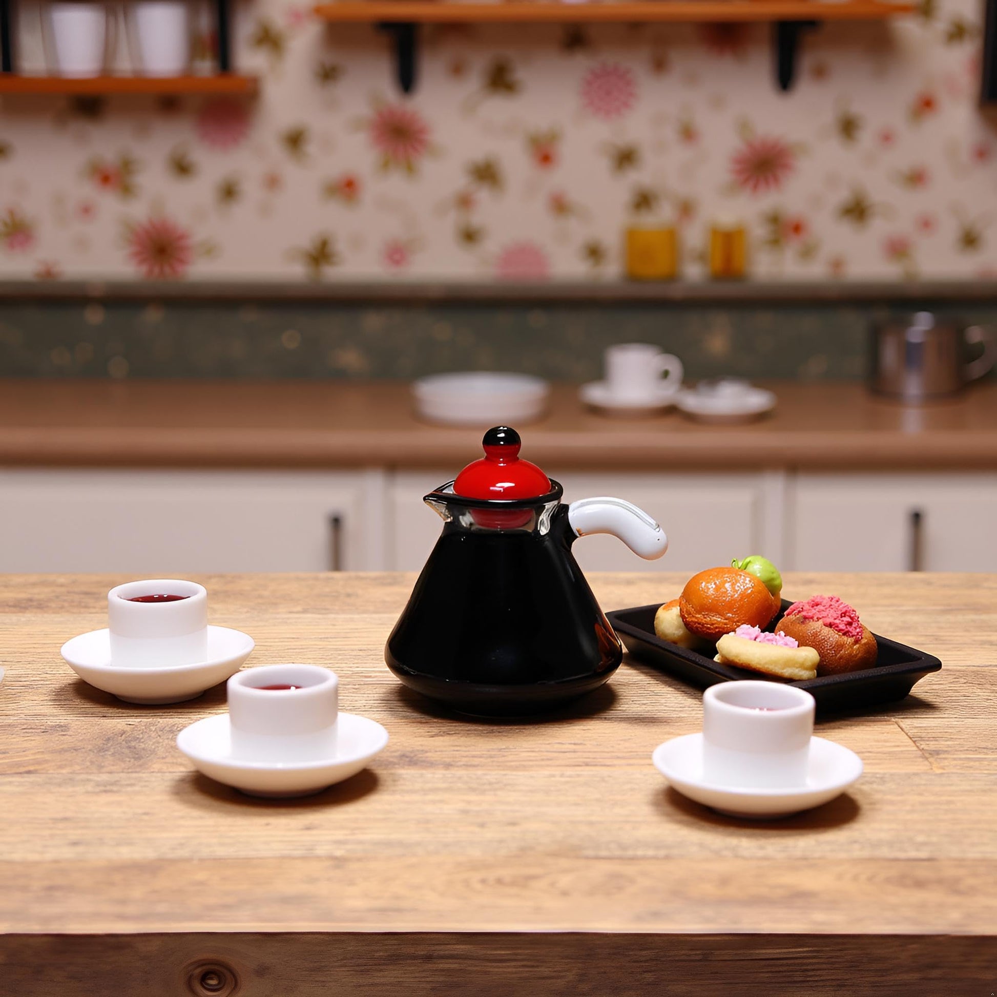 3Pcs/Set Cute Mini Coffee Pot Model Dollhouse Miniature Toy Doll Home Accessories Miniature Food Play Scene Model Small Cloth Doll House Accessories