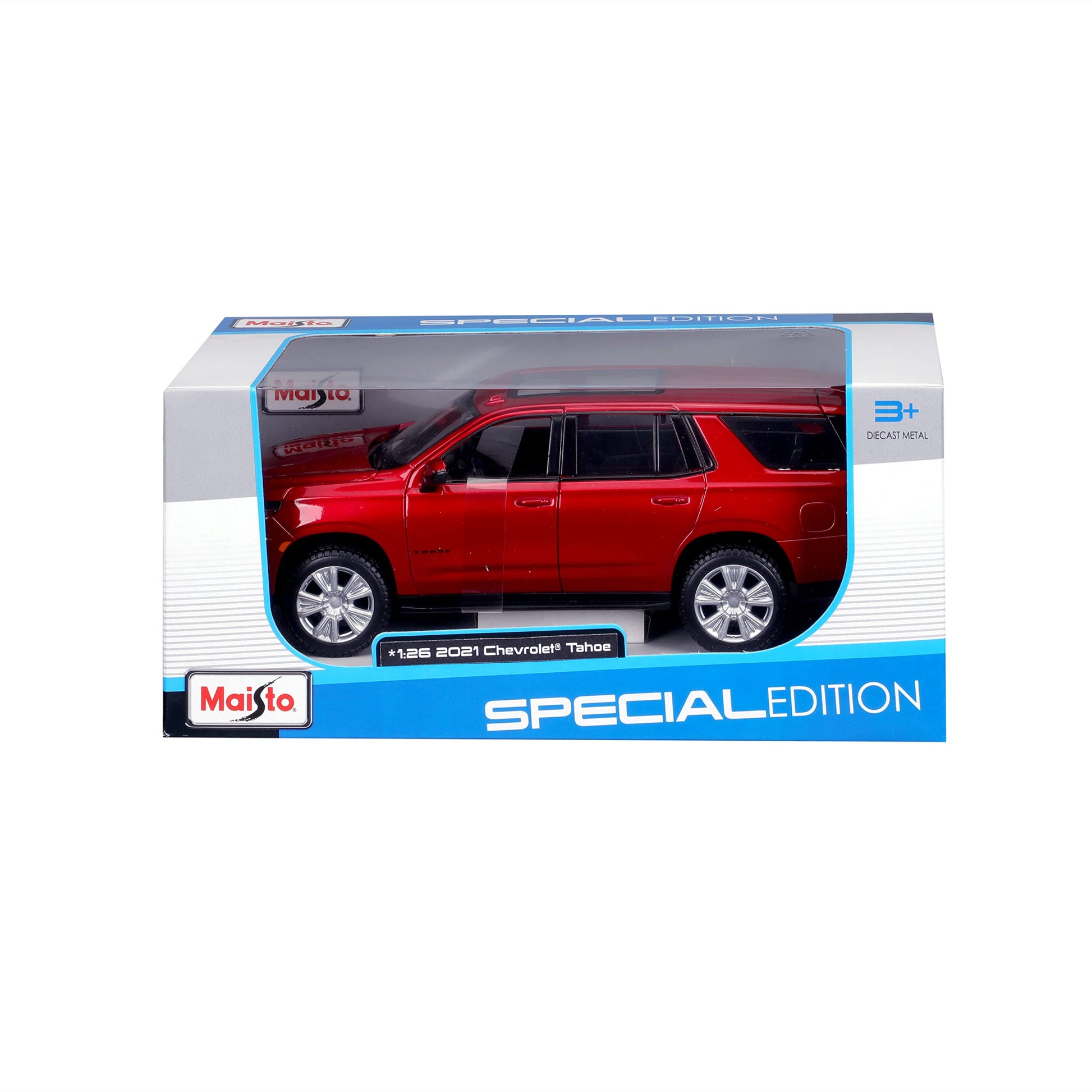 Maisto M31533 Chevy Tahoe 1/24 Red Plastic Miniature Vehicle for Children from 3 Years Old Ideal for Stimulating the Imagination and Creativity