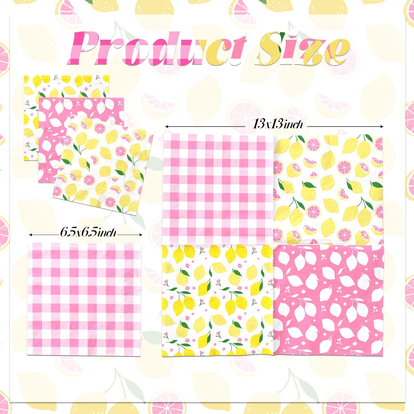 Pink Lemon Party Supplies,40Pcs Lemon Party Napkins Summer Fruit Party Decoration Pink Lemonade Theme Decoration for Lemon Baby Shower,Bridal Shower