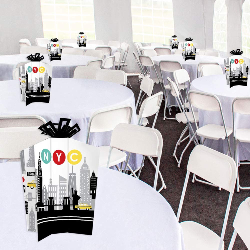 Big Dot of Happiness NYC Cityscape - Table Decorations - New York City Party Fold and Flare Centerpieces - 10 Count
