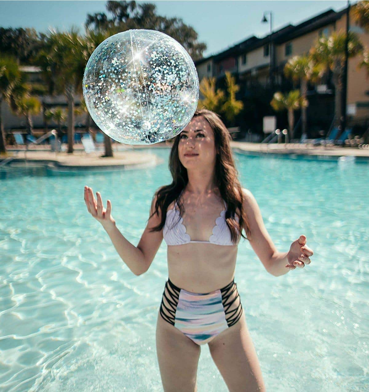 Poolcandy Glitter Beach Ball, Silver Gitter