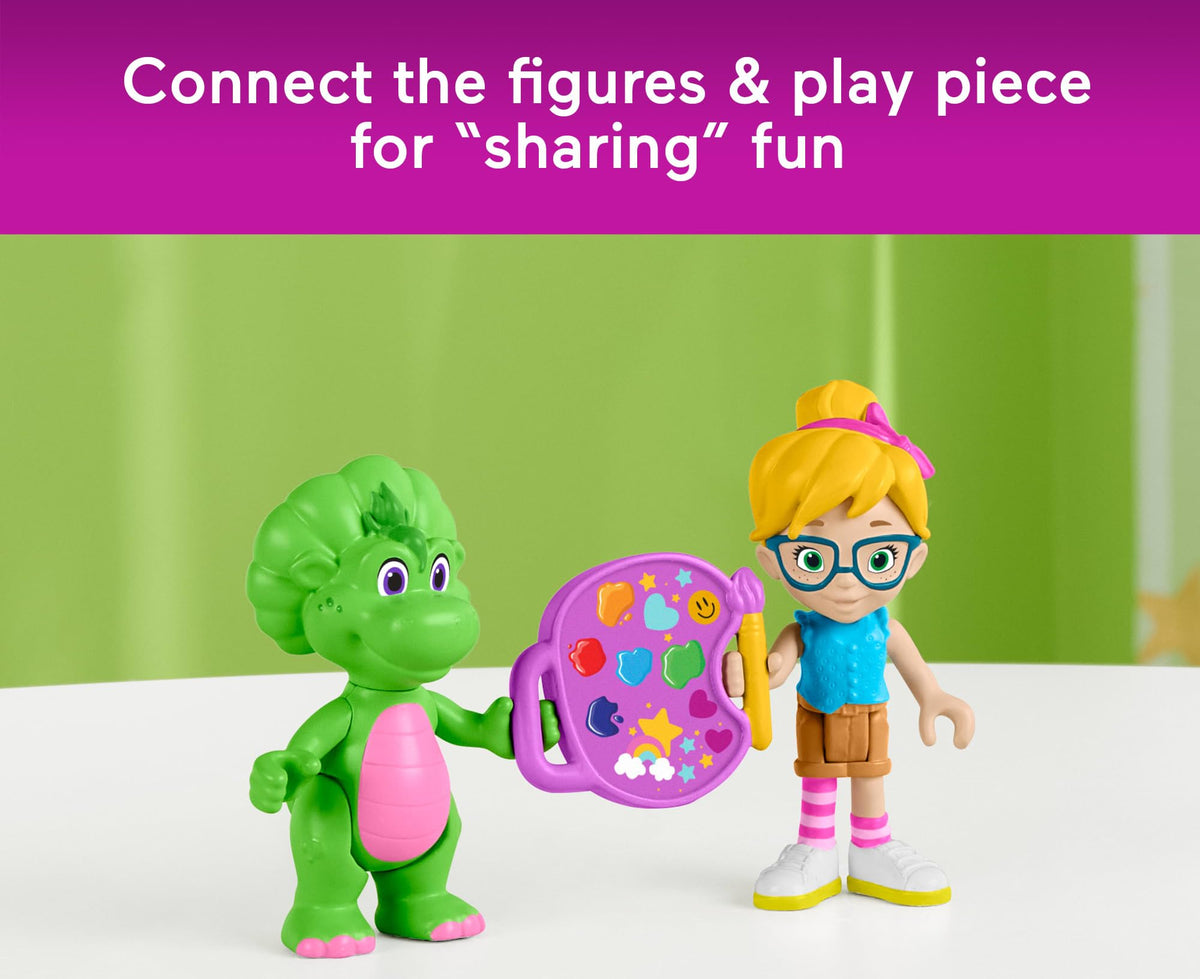 Fisher-Price Barney’s World Preschool Toy Barney’s Friend Vivie & Baby Bop 3-Piece Figure Set for Pretend Play Kids Ages 3+ Years