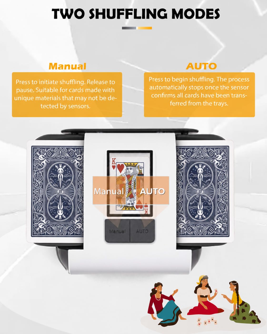 OBLITZON Automatic Card Shuffler 1-2 Decks, Auto & Manual Mode Rechargeable