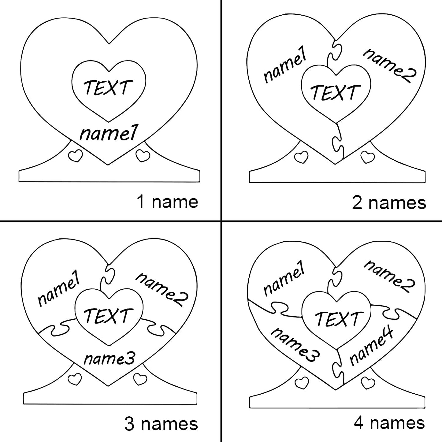 Custom Wooden Name Heart Puzzle, Personalized Art Text with 1-8 Family Name Heart Puzzle, Perfects Home Decoration Mother's Day Birthday Gifts for Mom