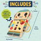 Peaceable Kingdom Blinkity Bot Light Up Busy Board for Toddlers Montessori Wooden Toy