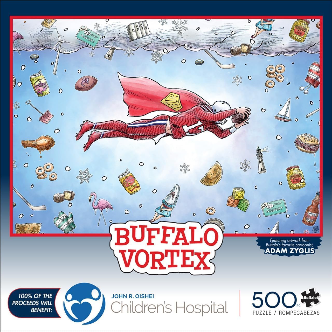 Buffalo Games - Buffalo Vortex - 500 Piece Winter Jigsaw Puzzle - Festive Holiday Puzzles for Adults - Precision-Cut Pieces, Christmas Artwork,