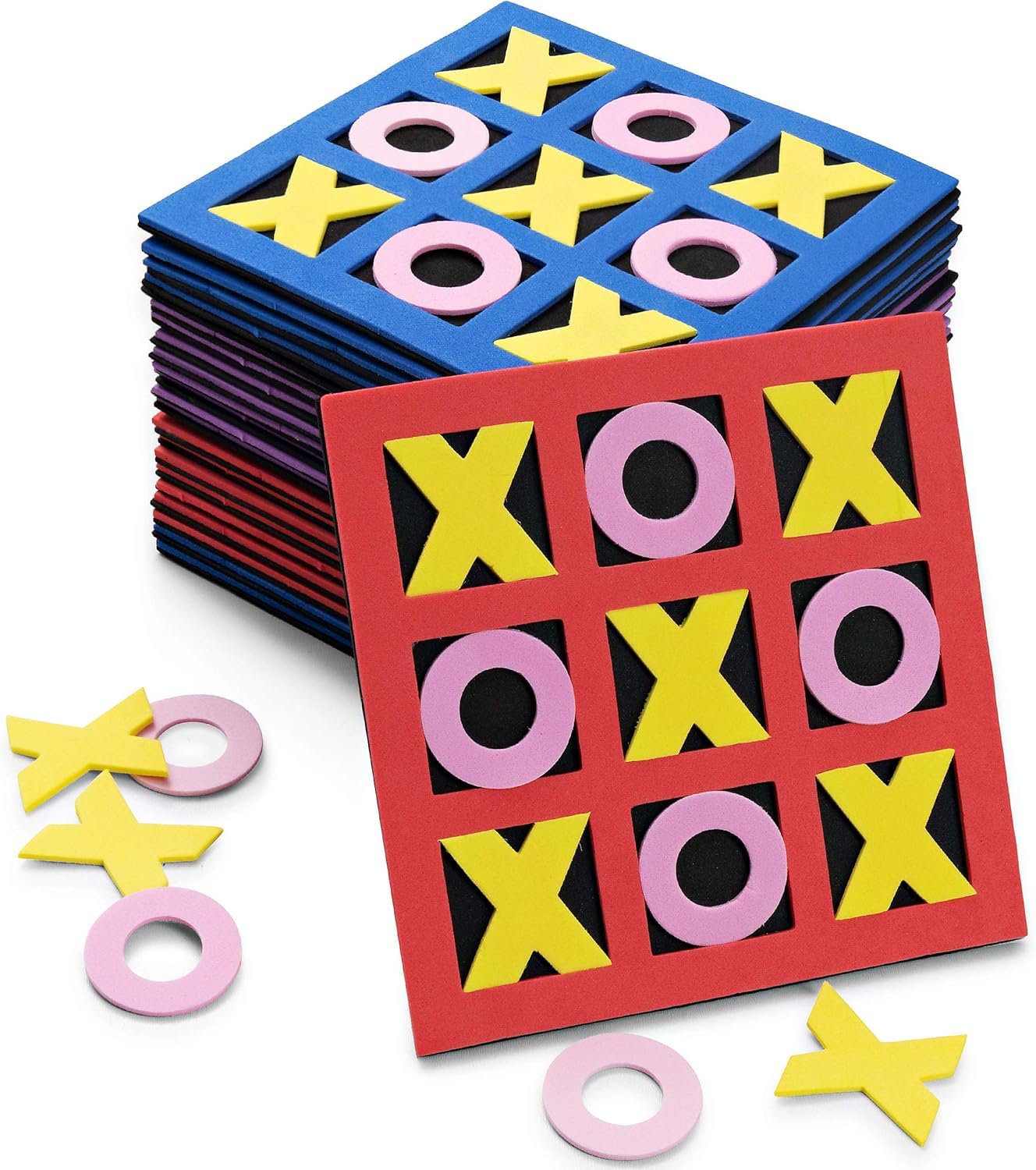 Tic Tac Toe (Bulk Pack of 120) 5"x5" Foam Tic-Tac-Toe Mini Board Game Toys for Kids, Birthday Party Favors, Goody Bag Stuffers, Classroom Prizes
