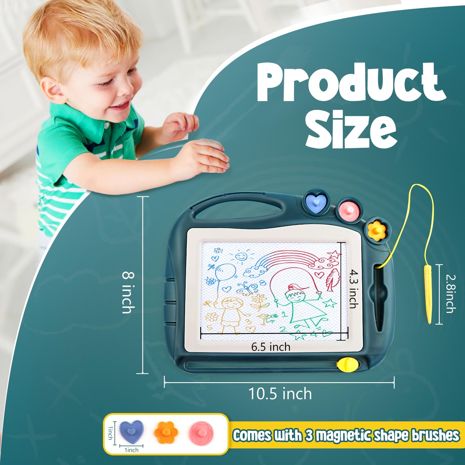 Daisiki Magnetic Drawing Board, Toddler Toys for Age 1 2 3 Boys Girls, Sketch Pad, Birthday Easter Christmas Halloween Kids Toy Gifts for Boys