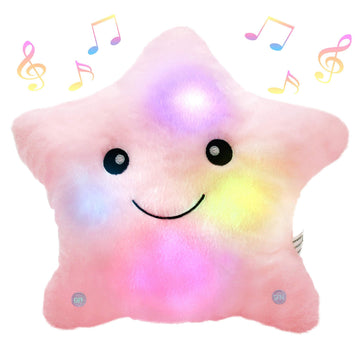 BSTAOFY 13'' Light up Musical Twinkle Star Plush Soft Creative Lullaby Glowing Singing Star Plush Toy, Birthday for Kids Toddlers Boys Girls, Pink