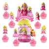 25Pcs Princess Peach Cake Decorations with 24pcs Cupcake Toppers, 1pcs Cake Topper for Kids Birthday Party Supplies