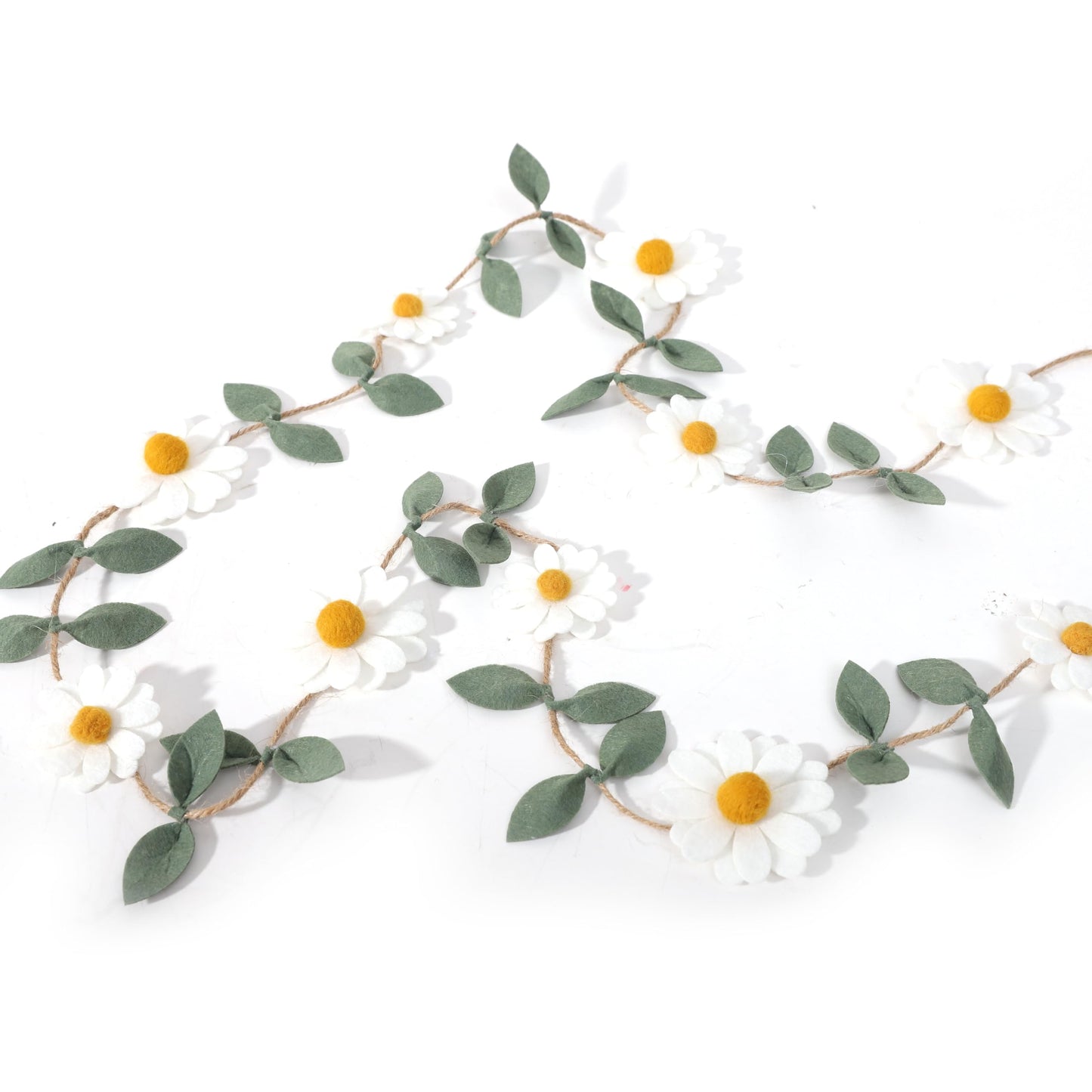 Wool Felt Daisy Chain Banner Garland - Daisy 1st Birthday Decorations,Daisy Themed Party Decorations,Nursery Wedding Decoration,White Wool Felt Daisy