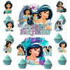 25Pcs Princess Jasmine Cake Decorations with 24pcs Cupcake Toppers 1pcs Cake Topper for Girls Birthday Party Supplies