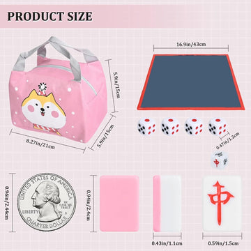 SiyphuNing Mini Mahjong Set ???? Waterproof Chinese Majiang 144 Melamine Tiles 0.94"(24MM) with Portable Travel Handbag Complete Mahjong Game Set Mah