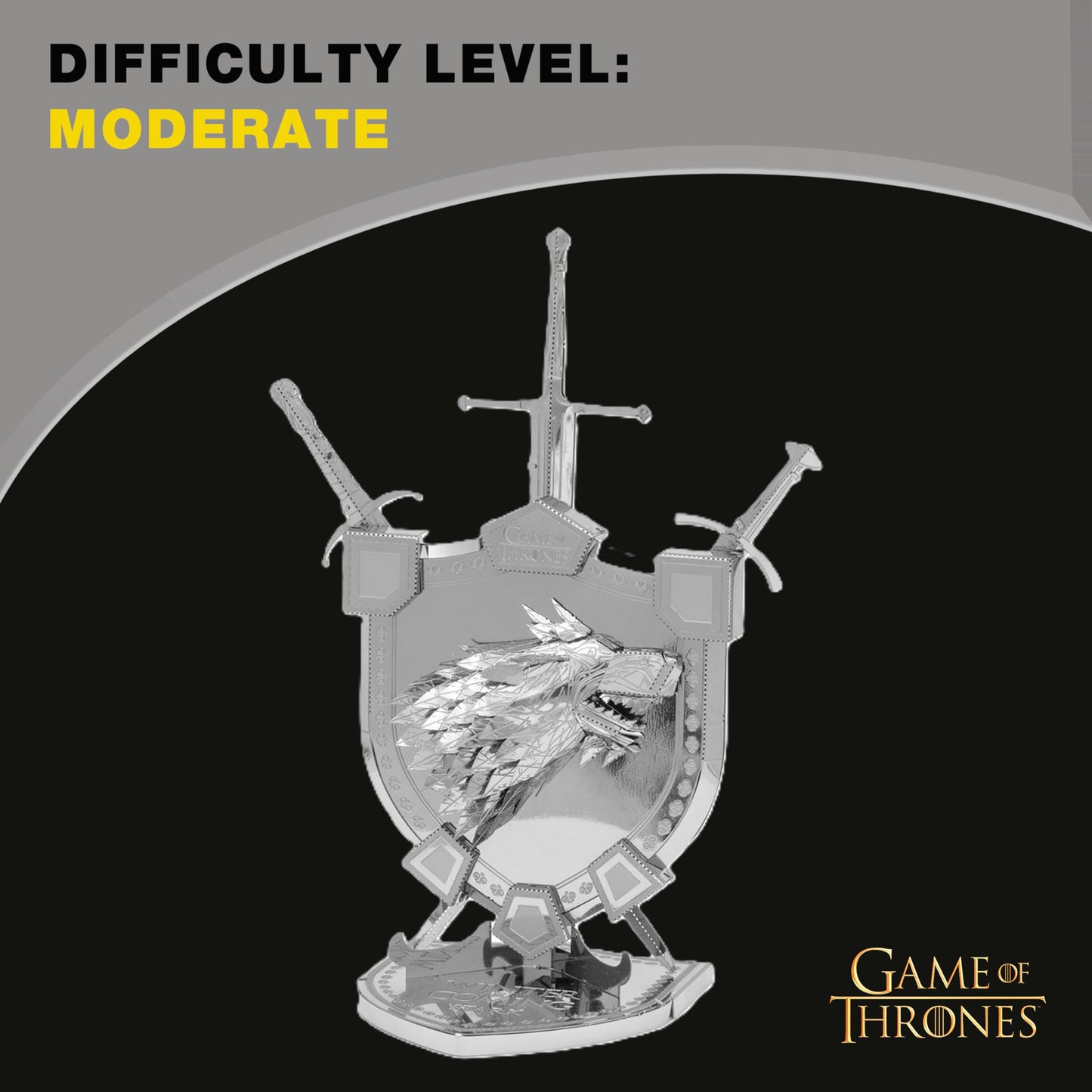 Metal Earth Game of Thrones House Stark Sigil | 3D Metal Model Kit | No Glue Needed | Ages 14+ | Detailed Etched Steel Sheets | Collectible Enthusiast