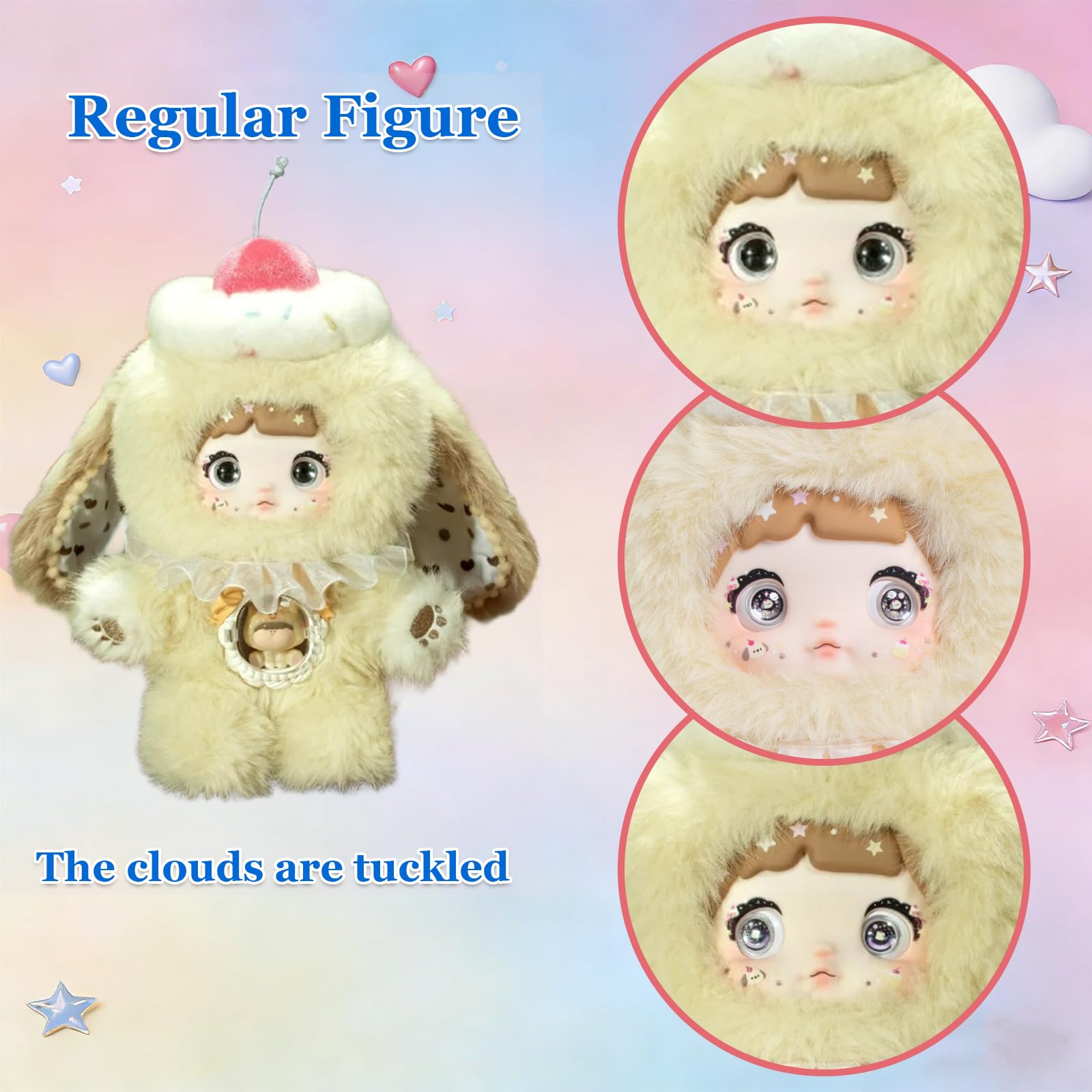 Waicommen Nommi A bite of Sweetheart Series Blind Plush Box, 1PC (1 of 7 Possible Styles), 6 Regular Figure and 1 Hidden Figure, Toy Figure for 15
