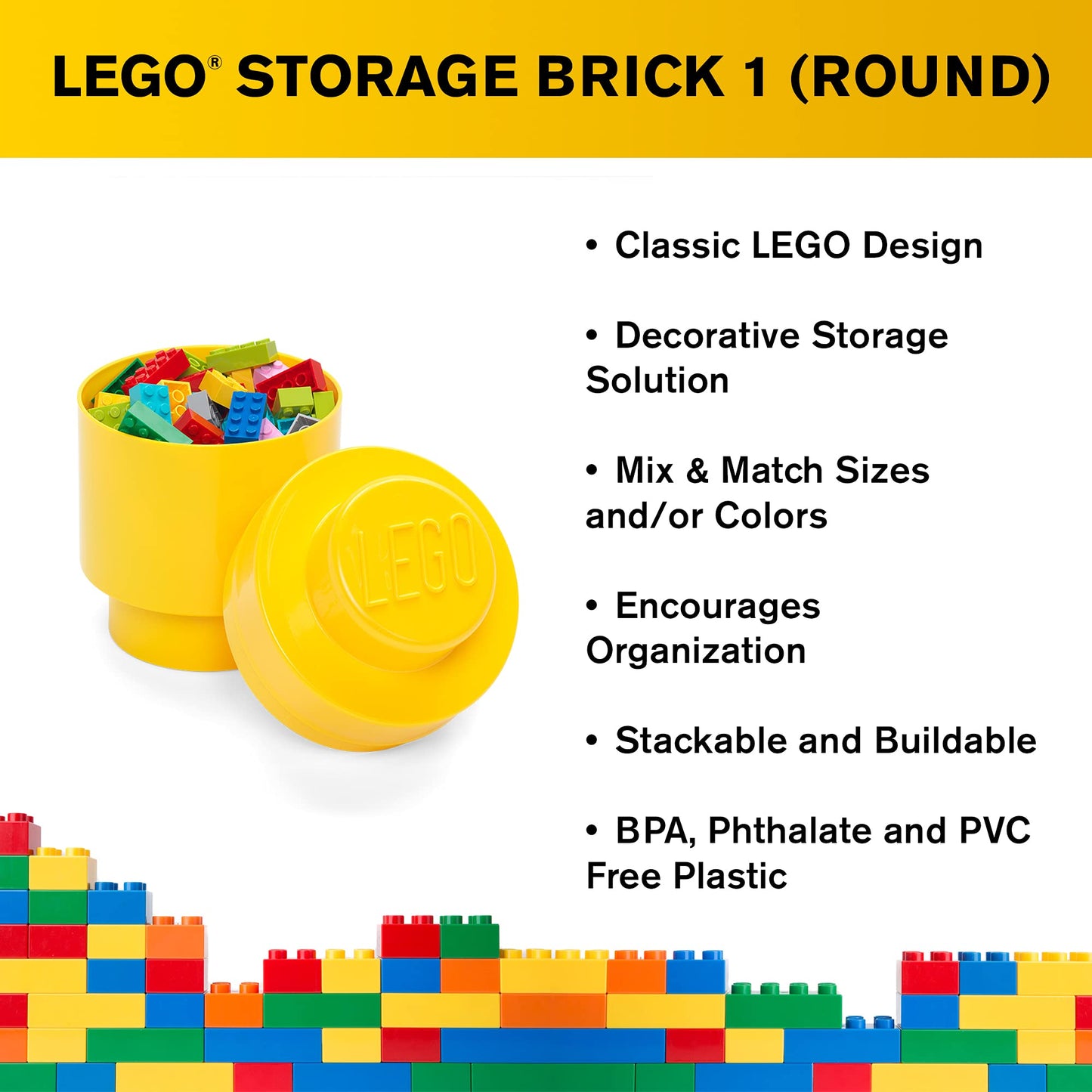 Lego Round Storage Box 1, Yellow