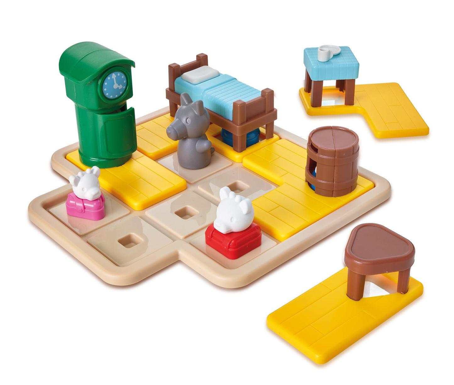 SmartGames Hide and Goat Seek - Shape-Matching Logic Puzzle with Storybook | Help 7 Goats Outsmart the Wolf | 48 Challenges | Ages 3-7