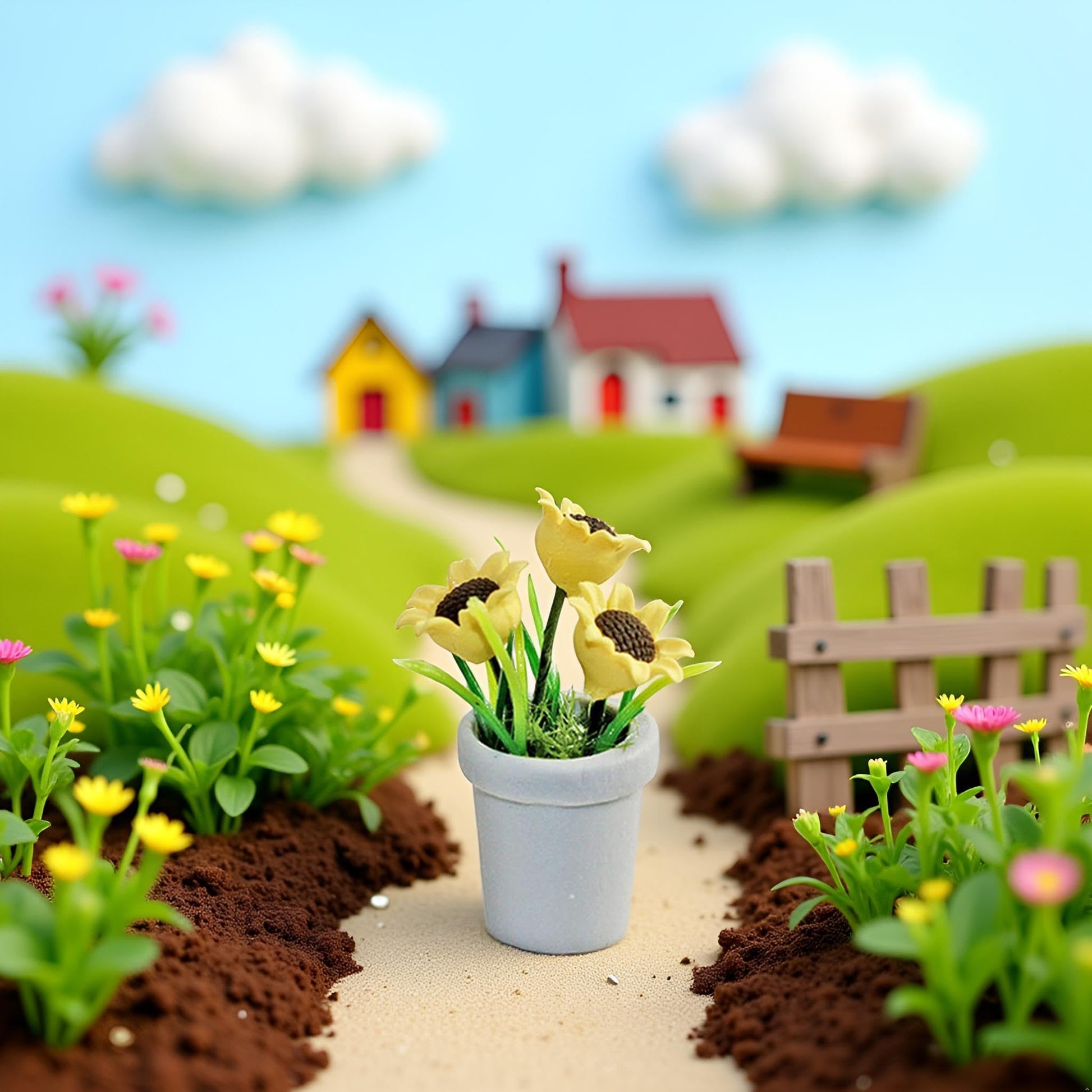1Pc Miniature Sunflower, 1/12 Scale Miniature Dollhouse Accessories Decor, Resin Doll House Mini Sunflower Imagination DIY Micro Scene Decor