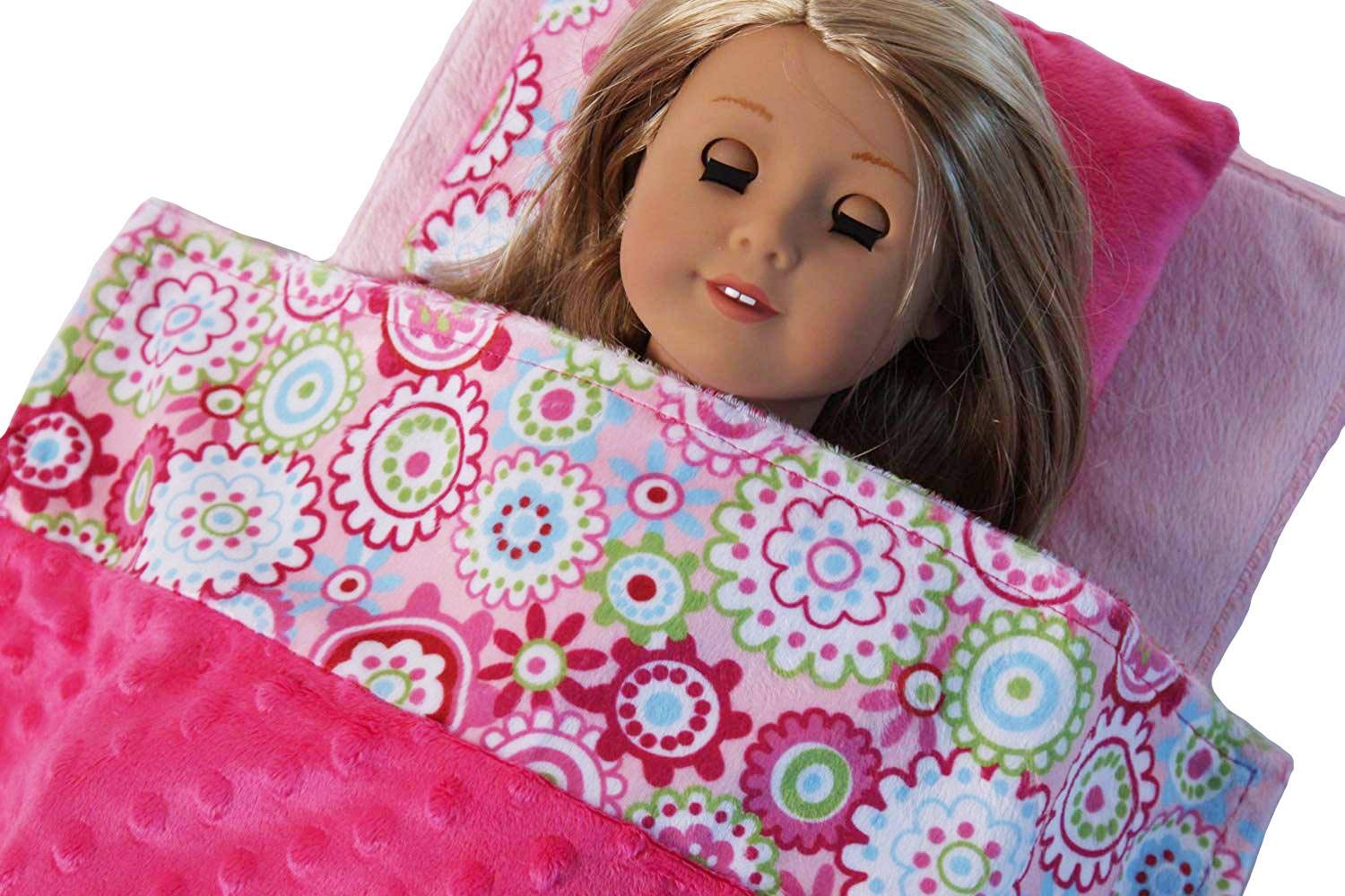 18" Doll Mattress & Bedding Set, Pink Floral