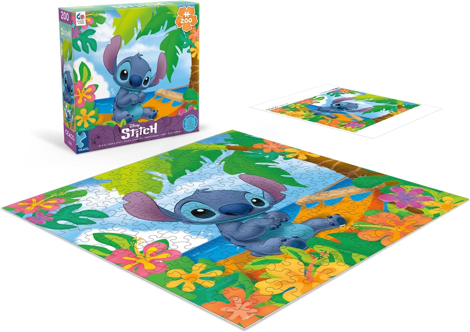 Ceaco - Disney Flower Power Stitch - 200 Piece Puzzle for Kids Ages 8-10