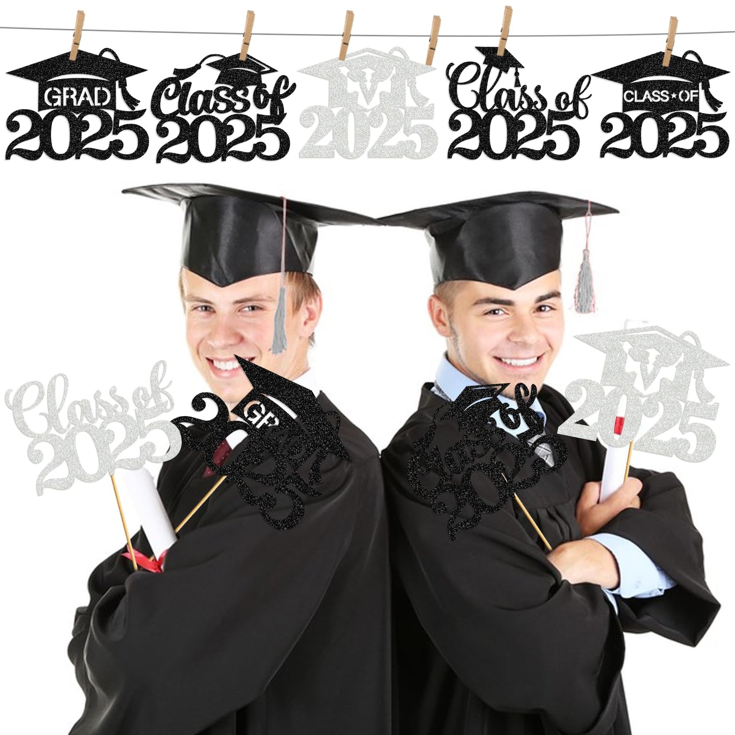 Black Sliver Graduation Table Decorations Graduation Centerpieces for Tables 2025 Graduation Decorations Class of 2025 Graduation Party Centerpieces