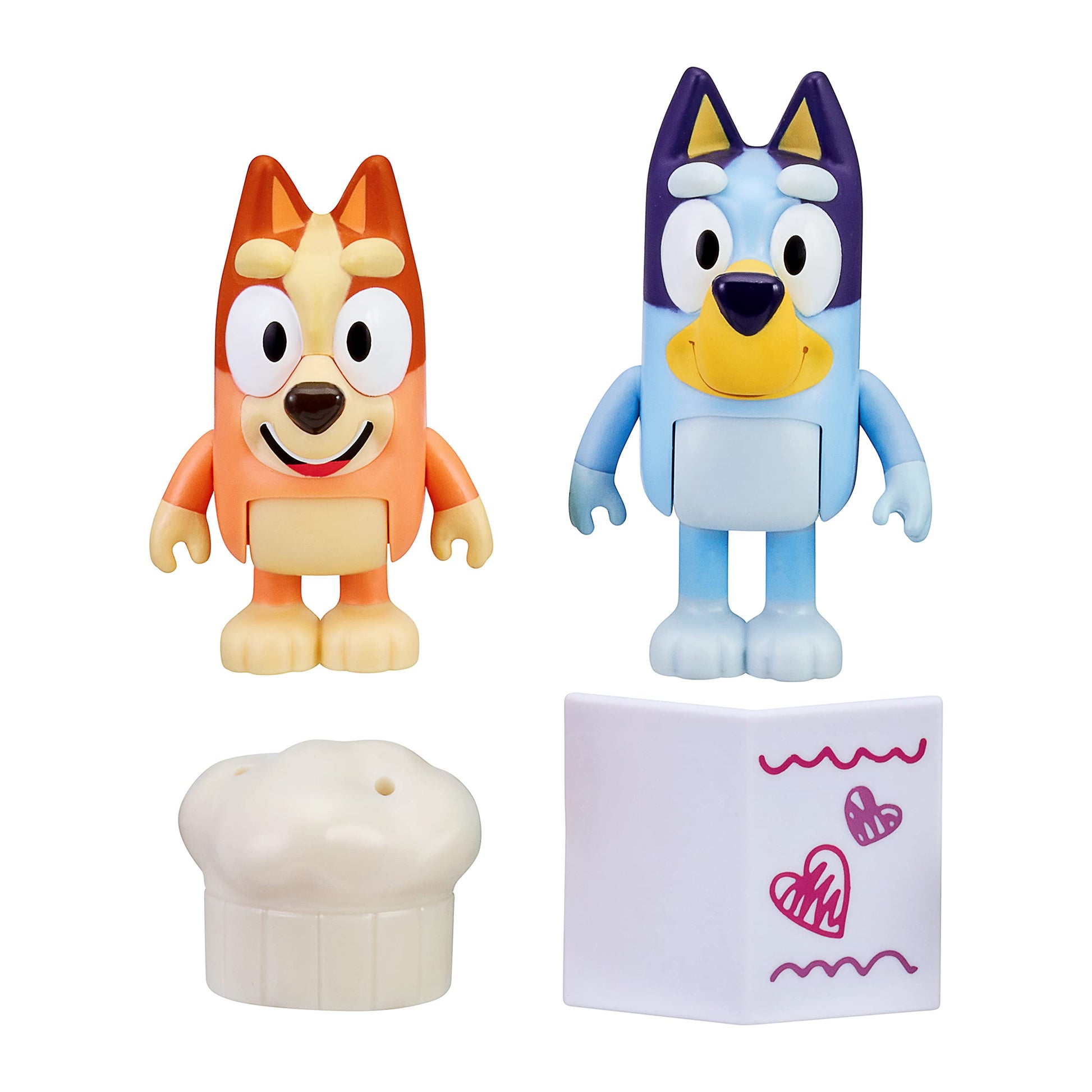 Bluey and Bingo Fancy Restaurant 2 Figure Playset Pack Articulated 2.5 Inch Action Figures Includes Toy Menu and Chef Hat Official Collectable Toy