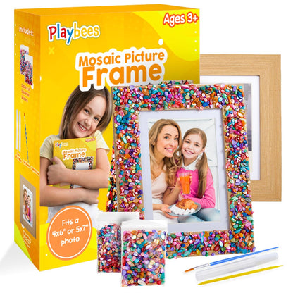 Playbees Kids Picture Frame Mosaic Craft Kit Craft DIY Arts & Crafts for Kids Frame Kit Great Birthday Gifts for 3 4 5 6 7 8 9 10 11 12 Year Old